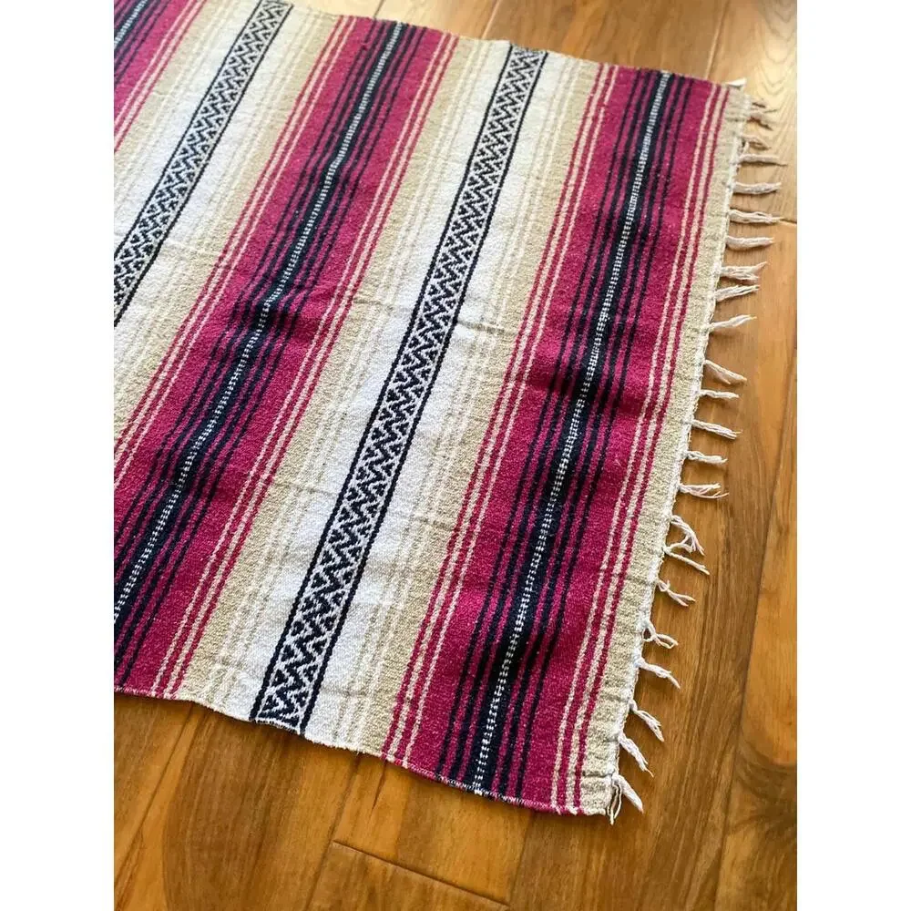 Falsa Serape ONW-Magenta West Southwest Southwestern Mexican Blanket Afghan